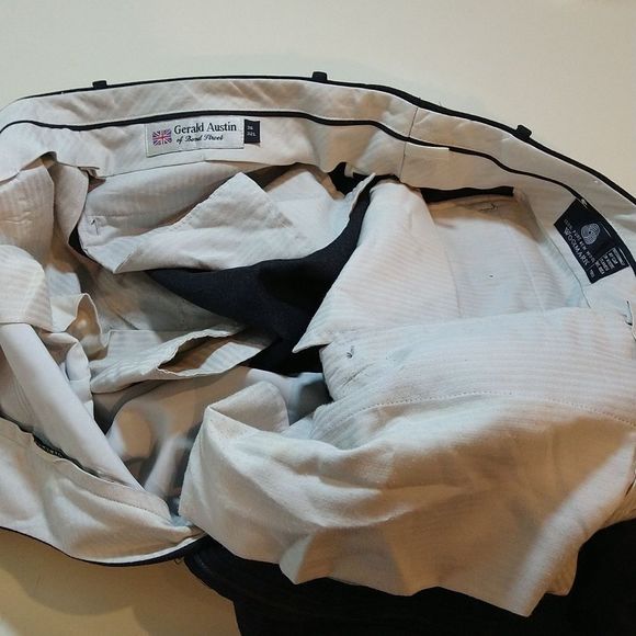 Gerald Austin Black Cuffed Pleated Wool Slacks - Picture 11 of 14